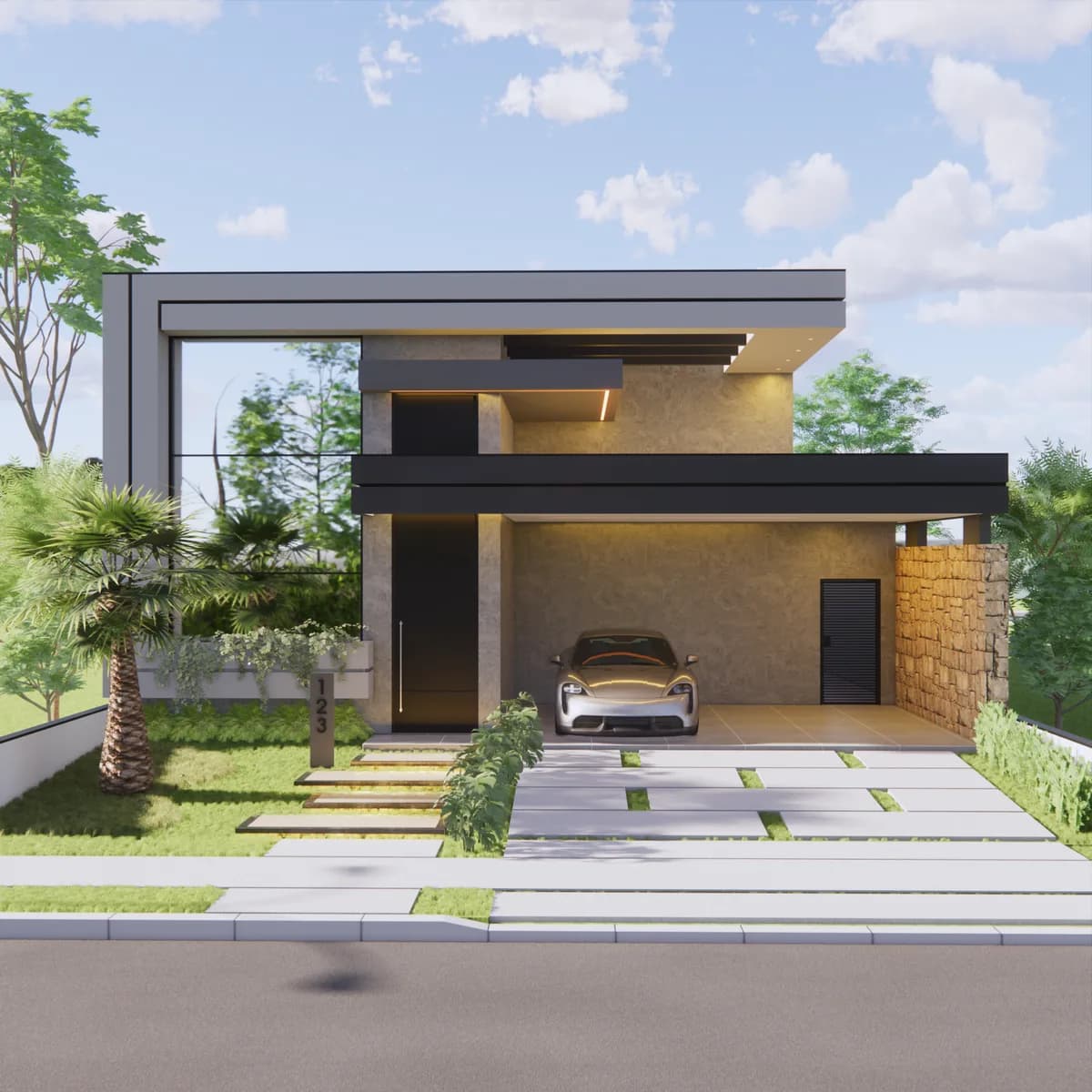 Projeto arquitetônico - fachada moderna residencial